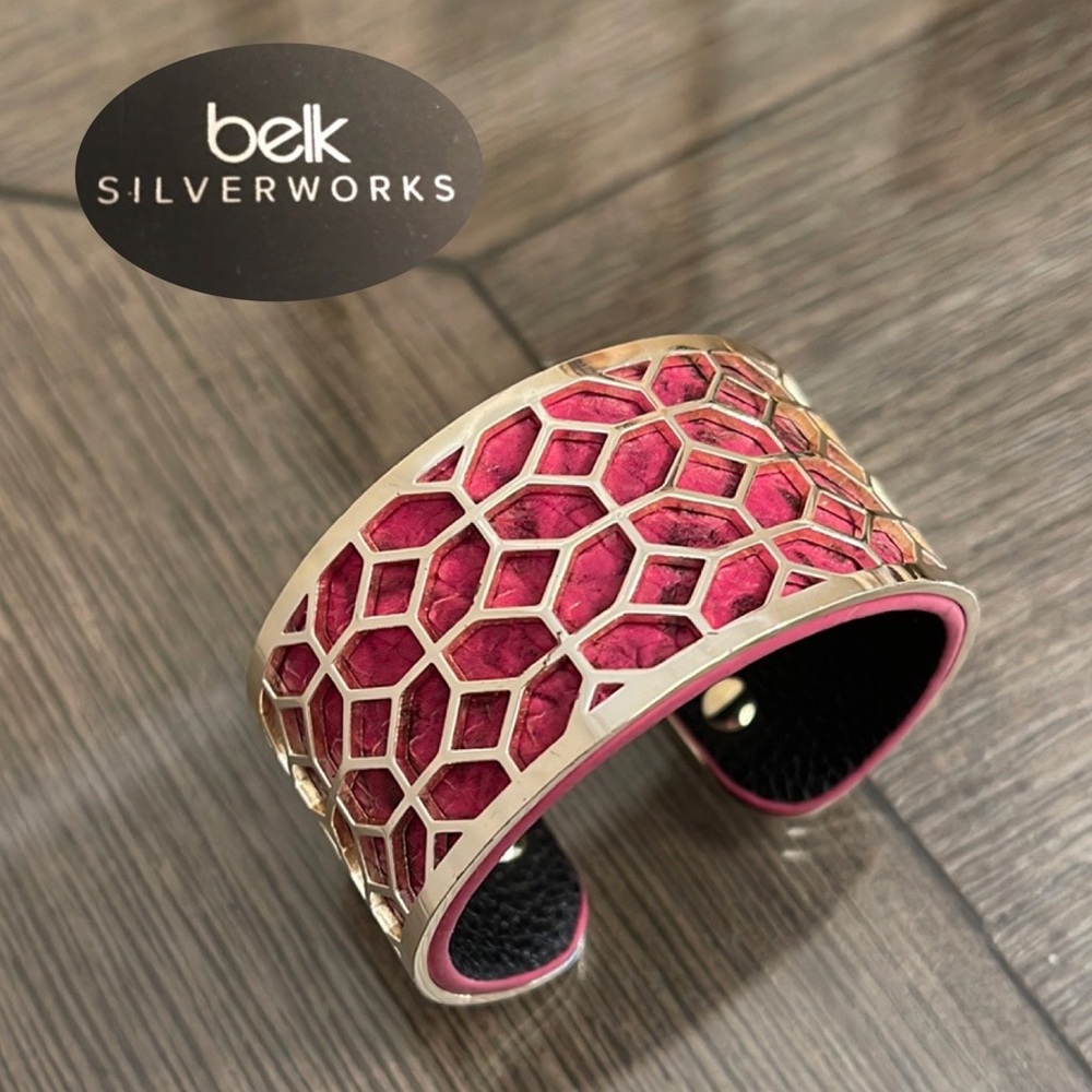 Belk’s Silverworks Stainless Steel Silver Plated Geo Cuff